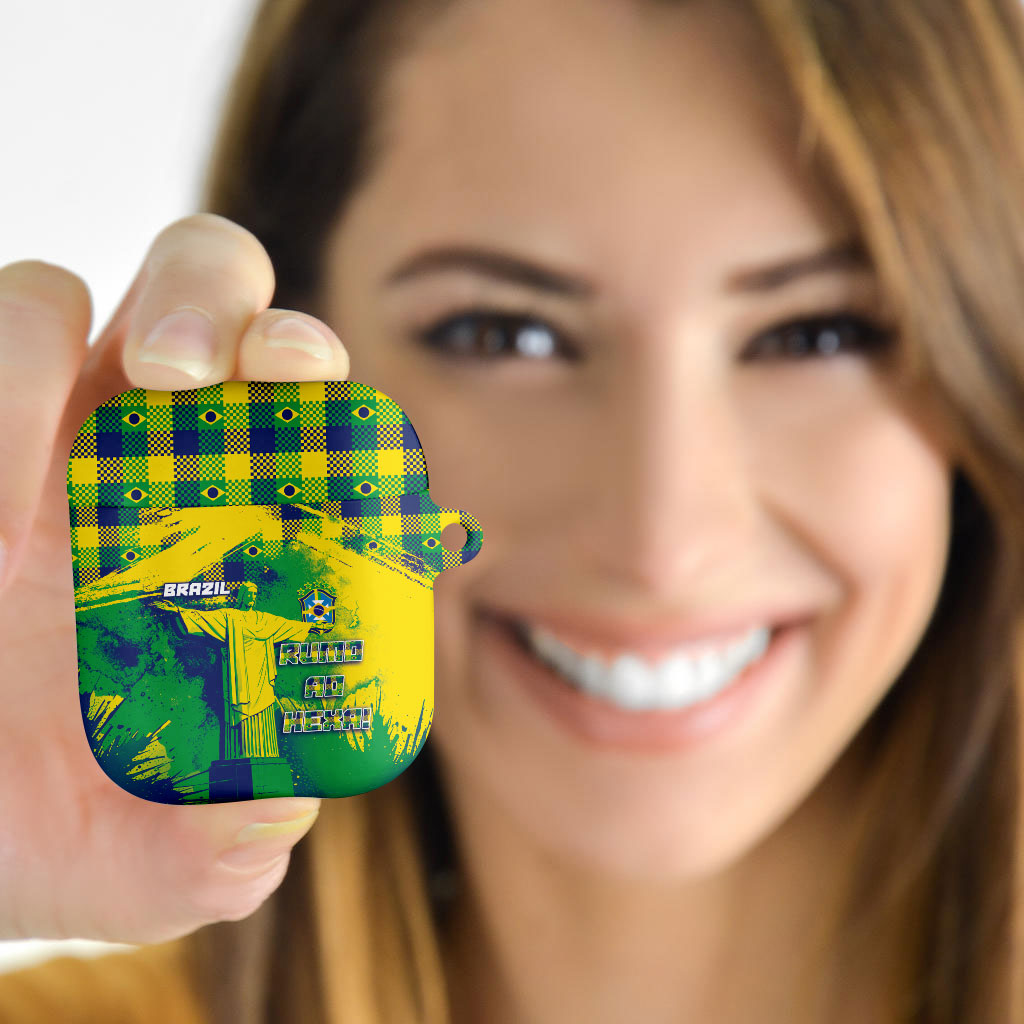 Brazil Football AirPods Case Rumo Ao Hexa Grunge Style