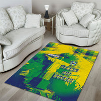 Brazil Football Area Rug Rumo Ao Hexa Grunge Style