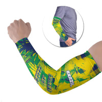 Custom Brazil Football Arm Sleeves Rumo Ao Hexa Grunge Style