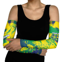 Custom Brazil Football Arm Sleeves Rumo Ao Hexa Grunge Style
