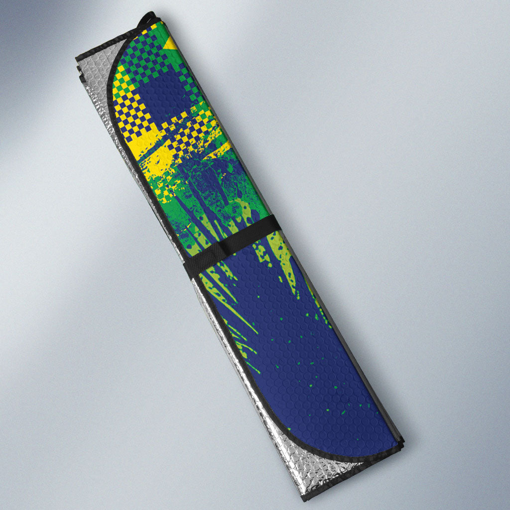 Brazil Football Auto Sun Shade Rumo Ao Hexa Grunge Style