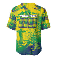 Custom Brazil Football Baseball Jersey Rumo Ao Hexa Grunge Style