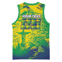 Custom Brazil Football Basketball Jersey Rumo Ao Hexa Grunge Style