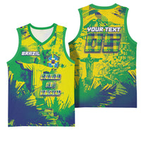 Custom Brazil Football Basketball Jersey Rumo Ao Hexa Grunge Style