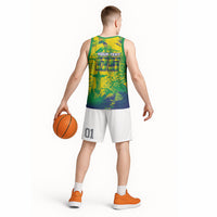 Custom Brazil Football Basketball Jersey Rumo Ao Hexa Grunge Style