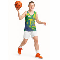 Custom Brazil Football Basketball Jersey Rumo Ao Hexa Grunge Style