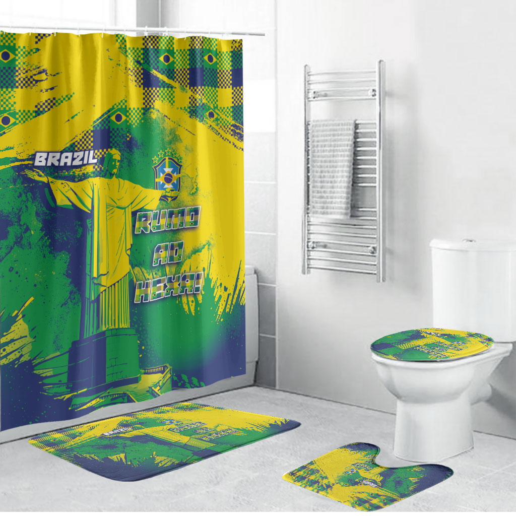 Brazil Football Bathroom Set Rumo Ao Hexa Grunge Style