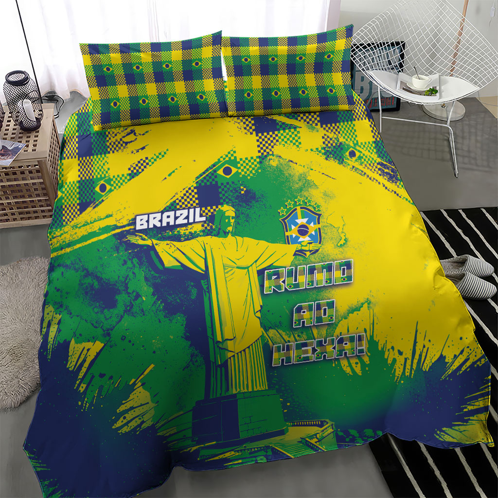Brazil Football Bedding Set Rumo Ao Hexa Grunge Style