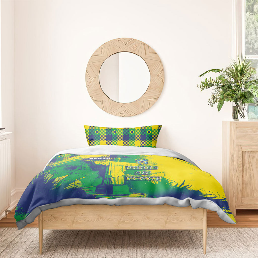 Brazil Football Bedding Set Rumo Ao Hexa Grunge Style