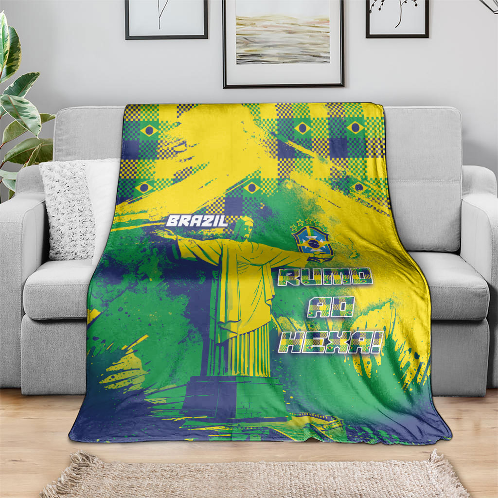 Brazil Football Blanket Rumo Ao Hexa Grunge Style