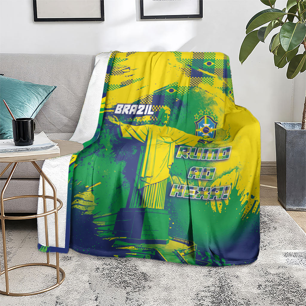 Brazil Football Blanket Rumo Ao Hexa Grunge Style