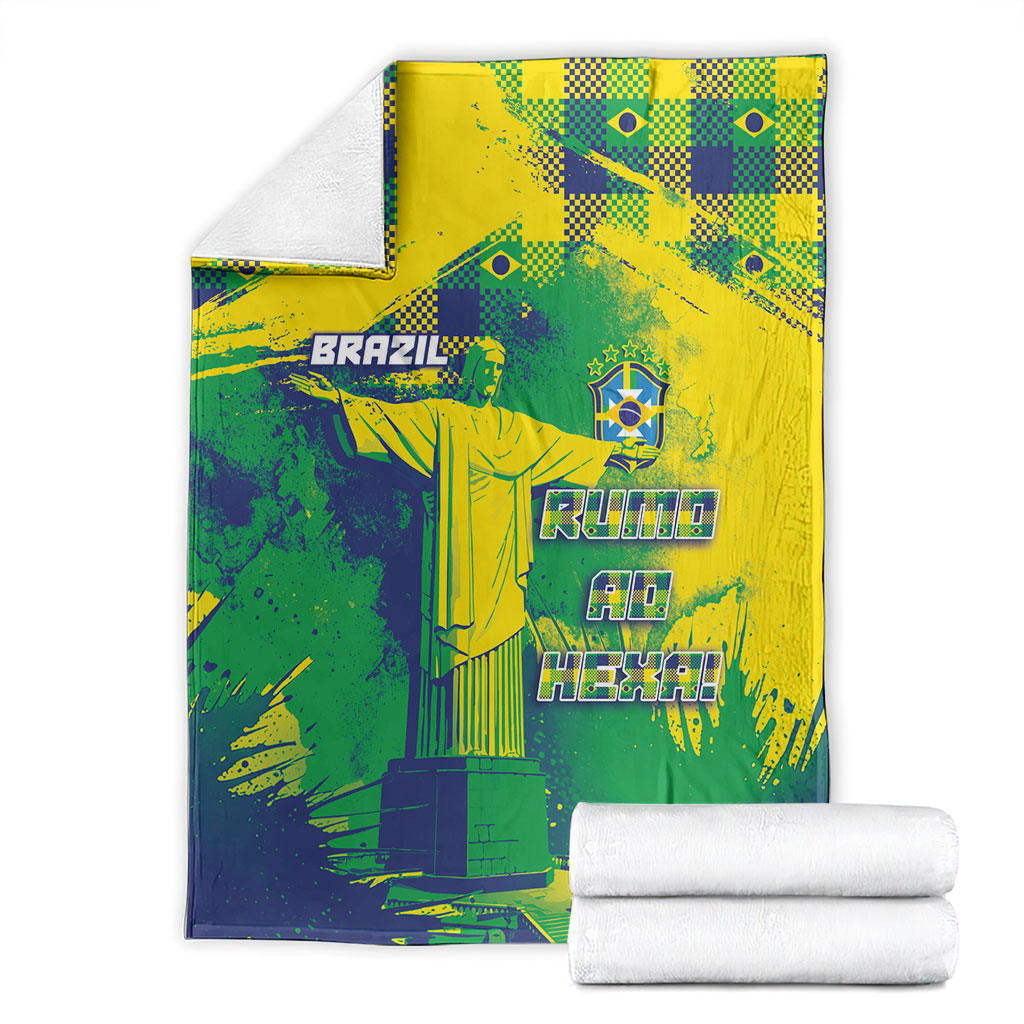 Brazil Football Blanket Rumo Ao Hexa Grunge Style