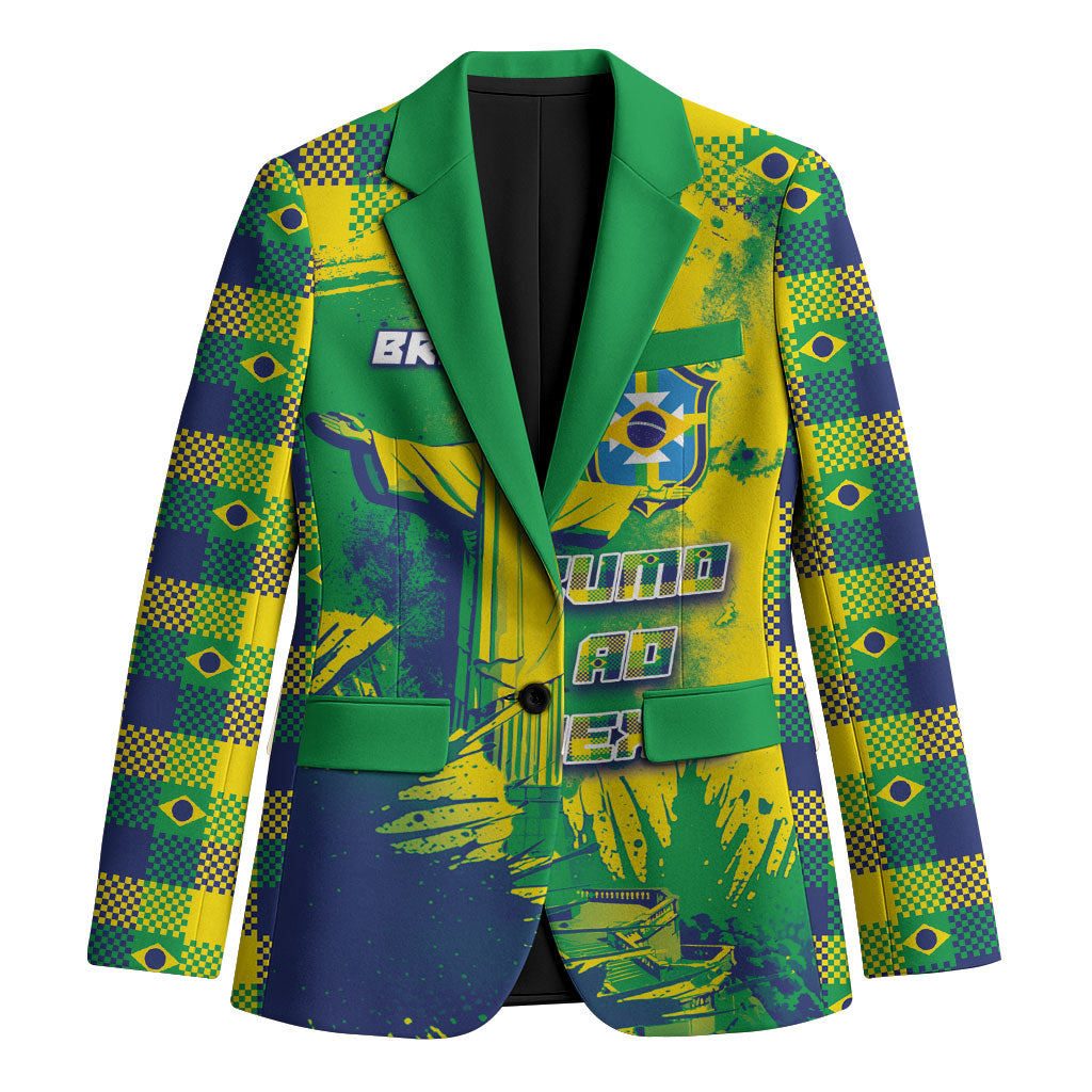 Custom Brazil Football Blazer Rumo Ao Hexa Grunge Style