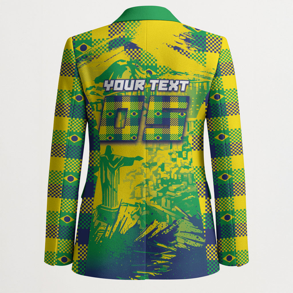 Custom Brazil Football Blazer Rumo Ao Hexa Grunge Style