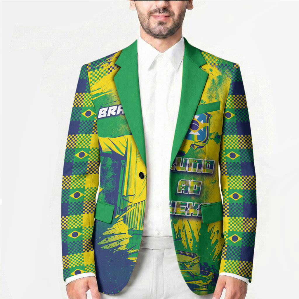 Custom Brazil Football Blazer Rumo Ao Hexa Grunge Style