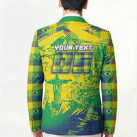 Custom Brazil Football Blazer Rumo Ao Hexa Grunge Style