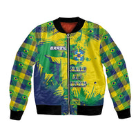 Custom Brazil Football Bomber Jacket Rumo Ao Hexa Grunge Style