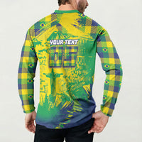 Custom Brazil Football Button Sweatshirt Rumo Ao Hexa Grunge Style