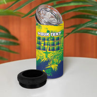 Custom Brazil Football 4 in 1 Can Cooler Tumbler Rumo Ao Hexa Grunge Style