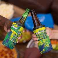 Custom Brazil Football 4 in 1 Can Cooler Tumbler Rumo Ao Hexa Grunge Style