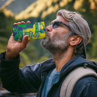 Custom Brazil Football 4 in 1 Can Cooler Tumbler Rumo Ao Hexa Grunge Style