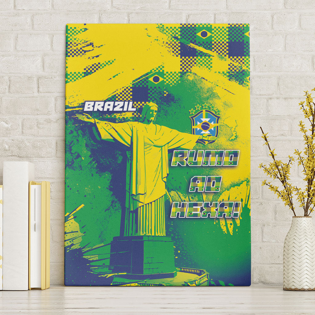 Brazil Football Canvas Wall Art Rumo Ao Hexa Grunge Style