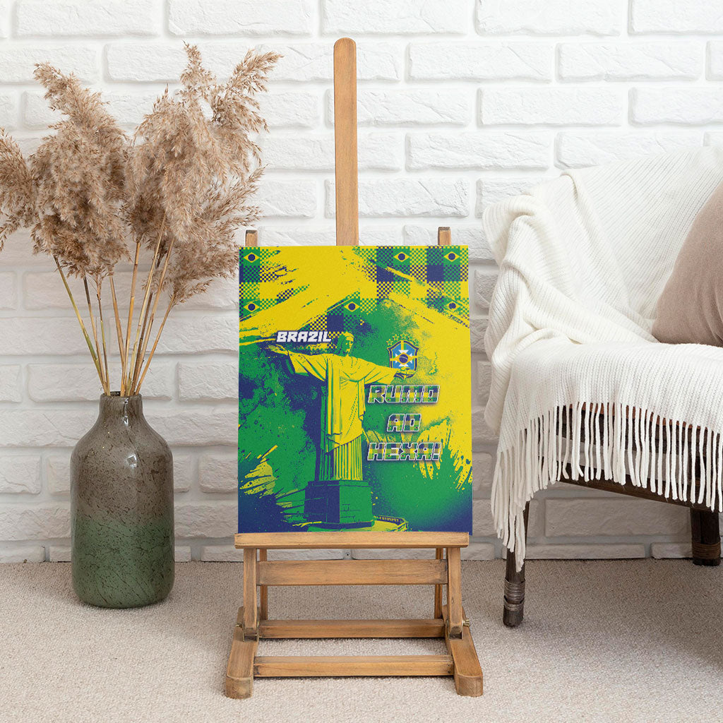 Brazil Football Canvas Wall Art Rumo Ao Hexa Grunge Style