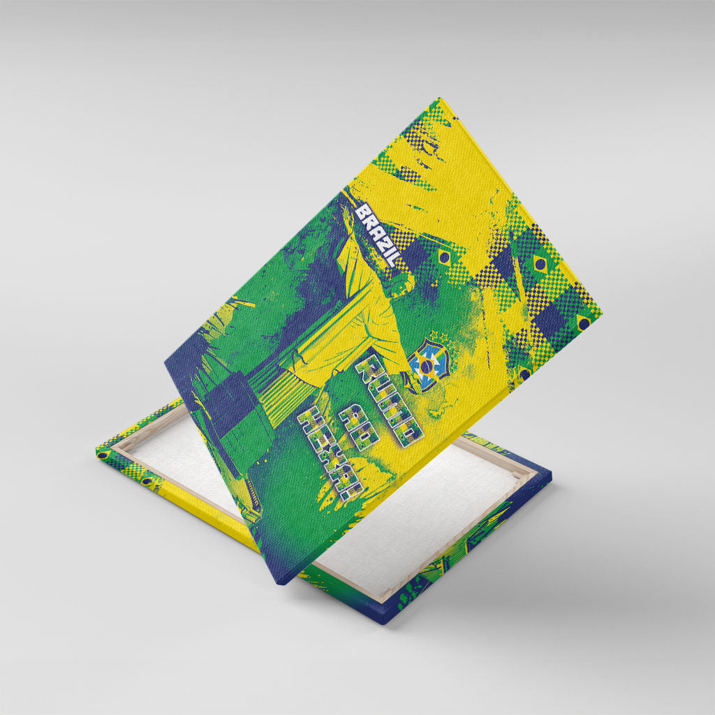 Brazil Football Canvas Wall Art Rumo Ao Hexa Grunge Style