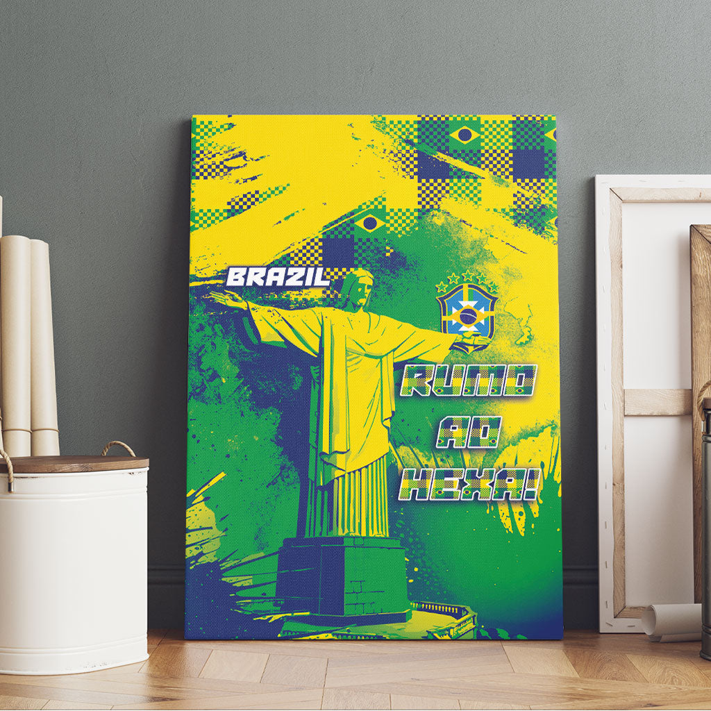 Brazil Football Canvas Wall Art Rumo Ao Hexa Grunge Style