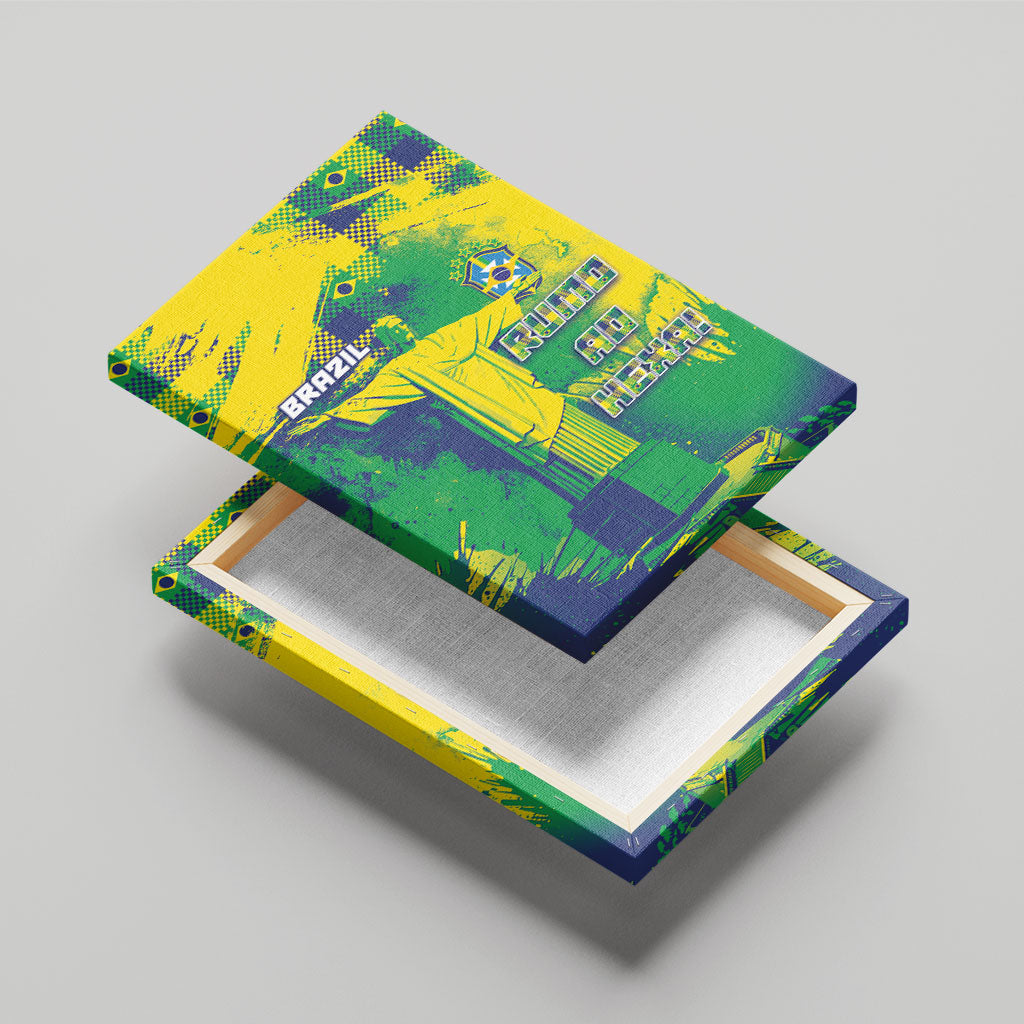 Brazil Football Canvas Wall Art Rumo Ao Hexa Grunge Style