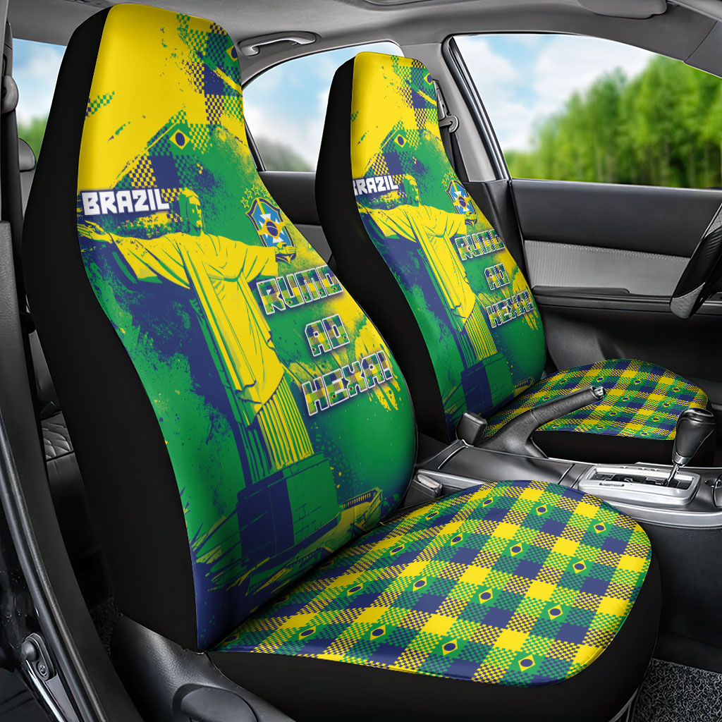 Brazil Football Car Seat Cover Rumo Ao Hexa Grunge Style