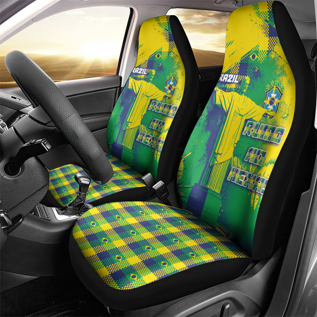 Brazil Football Car Seat Cover Rumo Ao Hexa Grunge Style