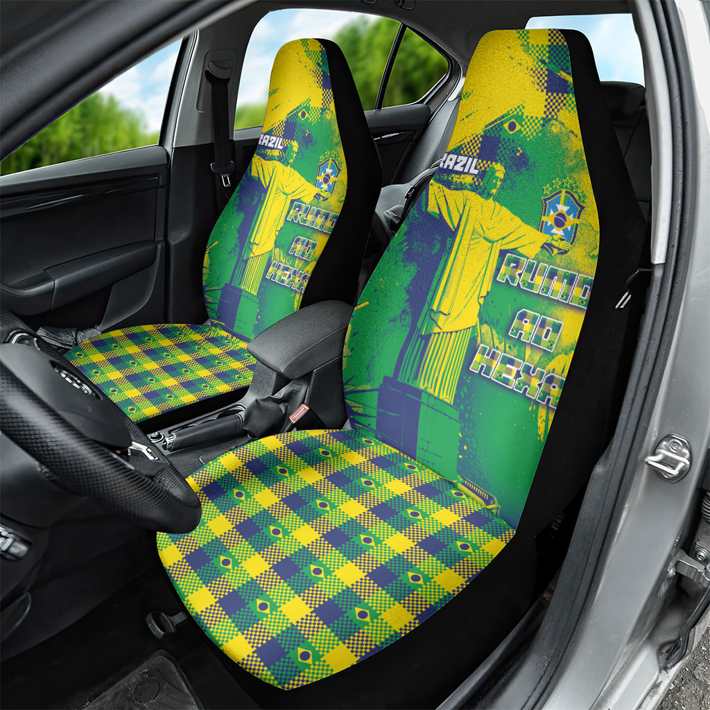 Brazil Football Car Seat Cover Rumo Ao Hexa Grunge Style