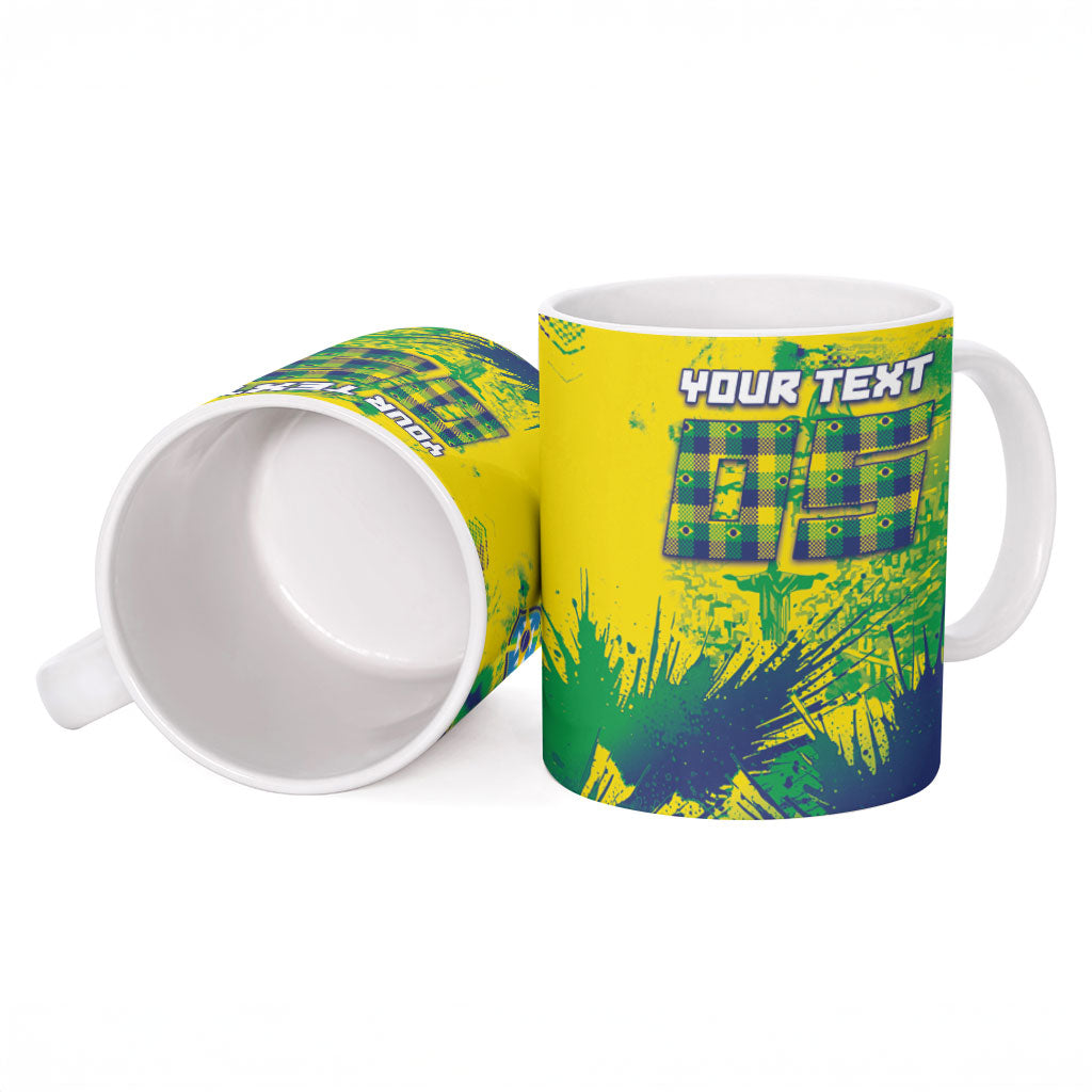 Custom Brazil Football Ceramic Mug Rumo Ao Hexa Grunge Style
