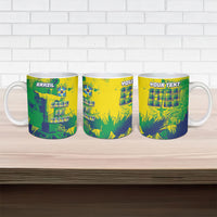 Custom Brazil Football Ceramic Mug Rumo Ao Hexa Grunge Style