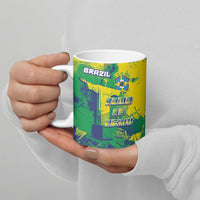 Custom Brazil Football Ceramic Mug Rumo Ao Hexa Grunge Style