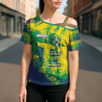 Custom Brazil Football Cross Shoulder Shirt Rumo Ao Hexa Grunge Style
