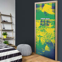 Custom Brazil Football Door Cover Rumo Ao Hexa Grunge Style