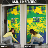 Custom Brazil Football Door Cover Rumo Ao Hexa Grunge Style