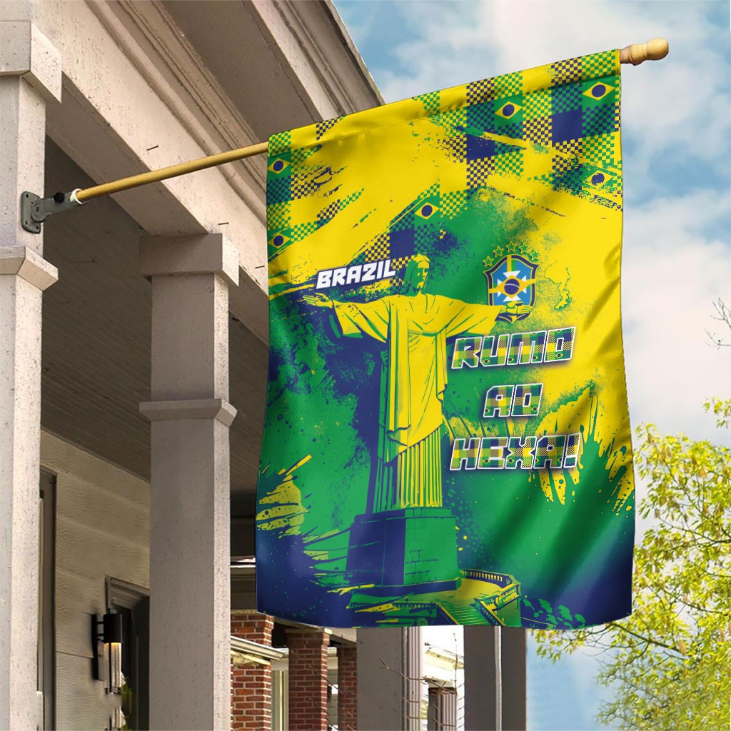 Brazil Football Garden Flag Rumo Ao Hexa Grunge Style