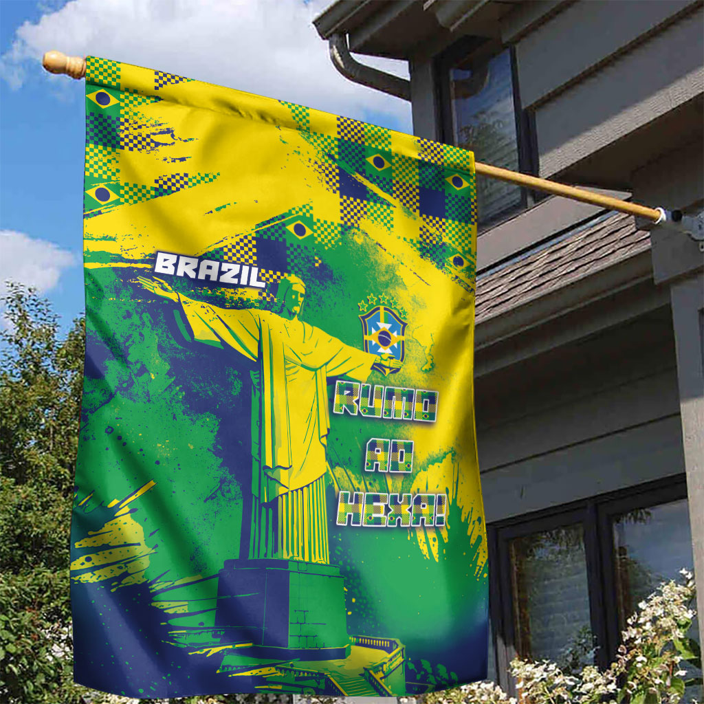 Brazil Football Garden Flag Rumo Ao Hexa Grunge Style