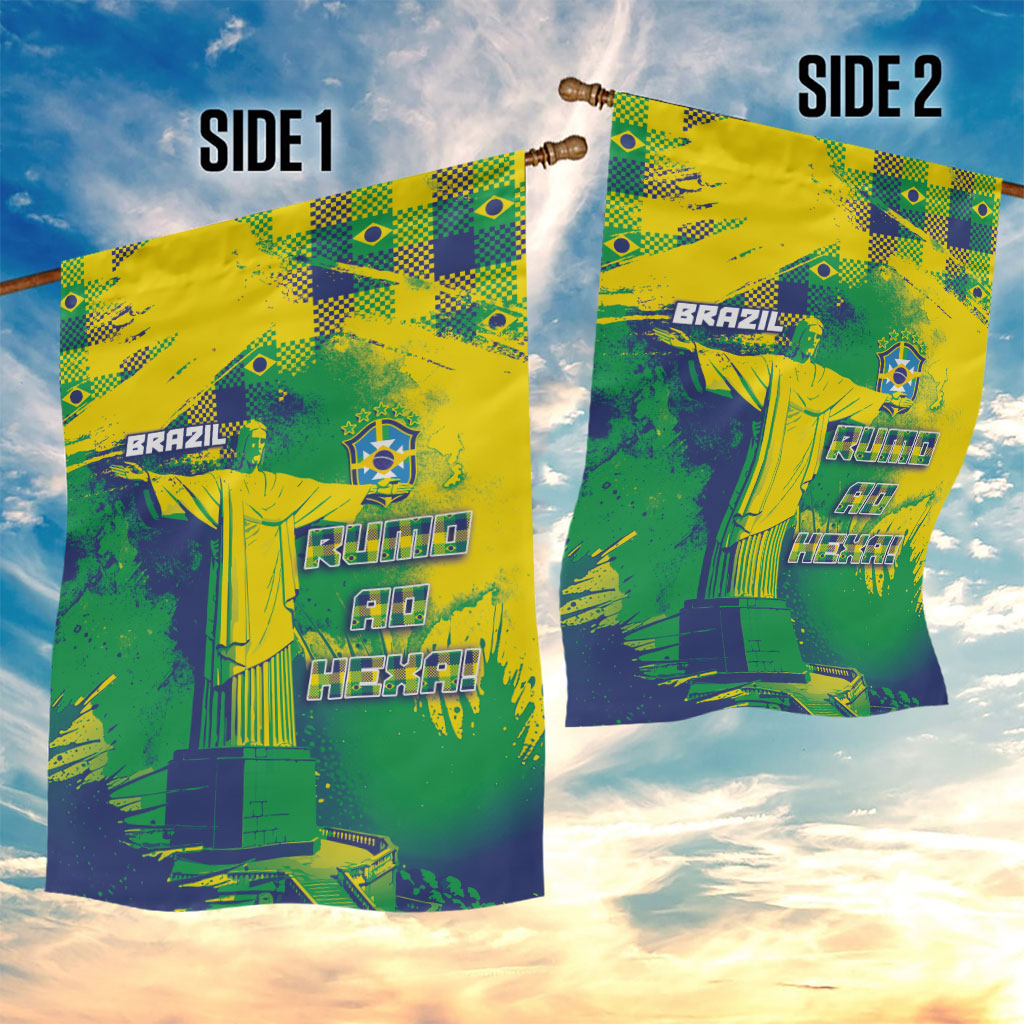 Brazil Football Garden Flag Rumo Ao Hexa Grunge Style