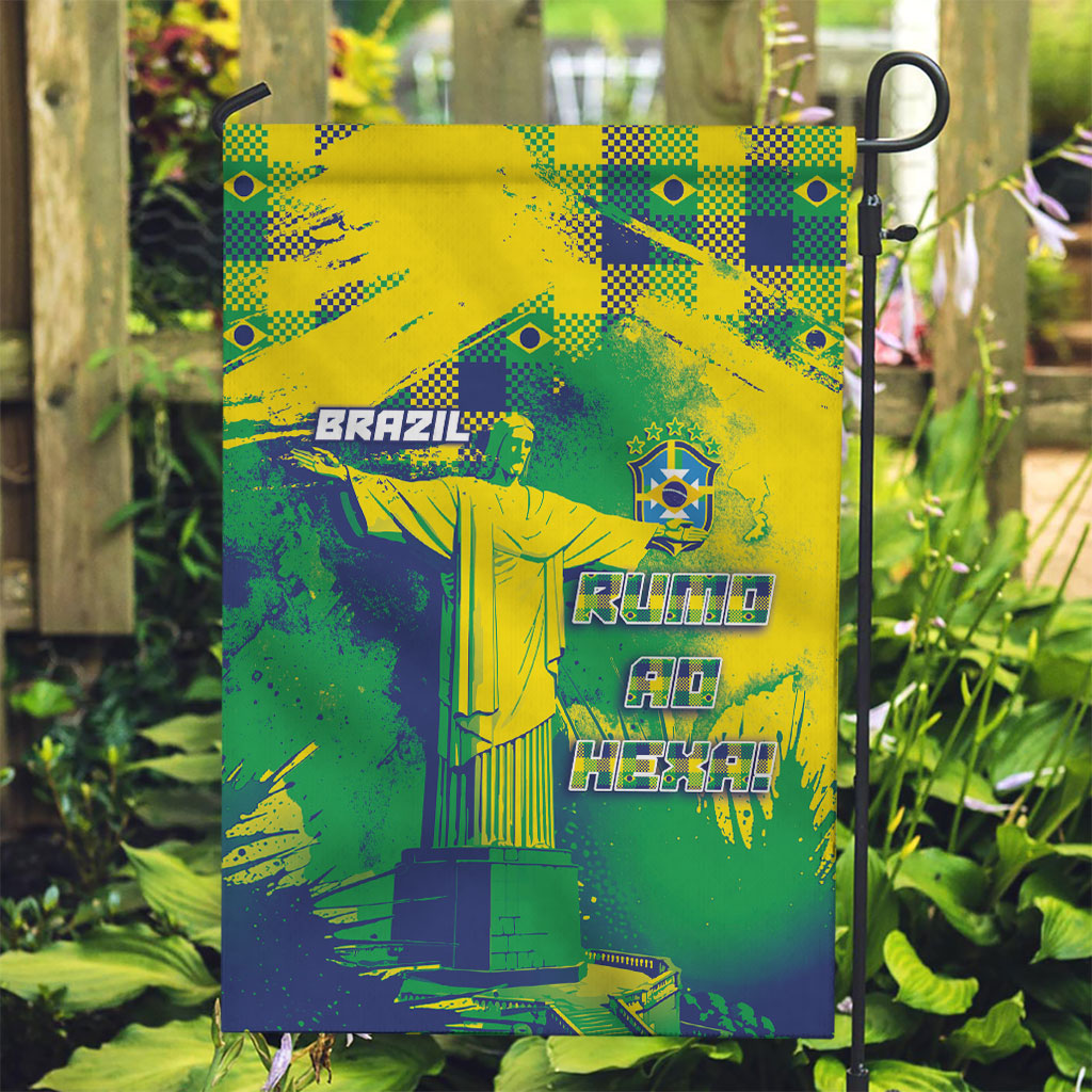 Brazil Football Garden Flag Rumo Ao Hexa Grunge Style