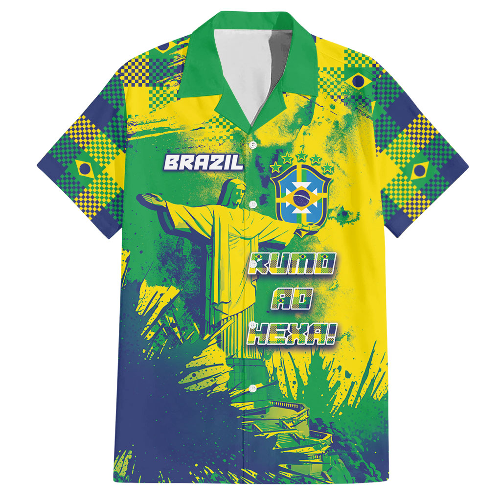 Custom Brazil Football Hawaiian Shirt Rumo Ao Hexa Grunge Style