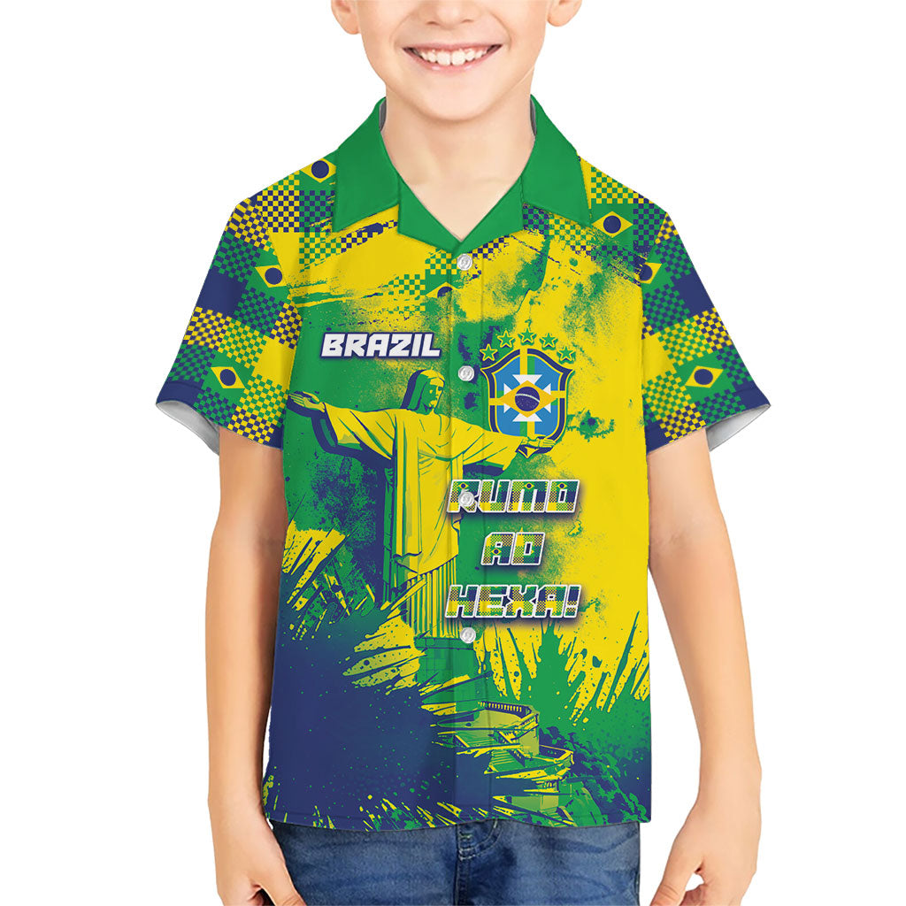 Custom Brazil Football Hawaiian Shirt Rumo Ao Hexa Grunge Style