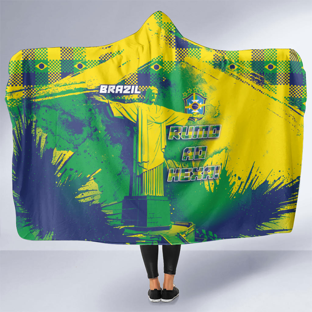 Brazil Football Hooded Blanket Rumo Ao Hexa Grunge Style