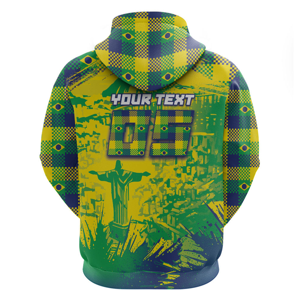 Custom Brazil Football Hoodie Rumo Ao Hexa Grunge Style
