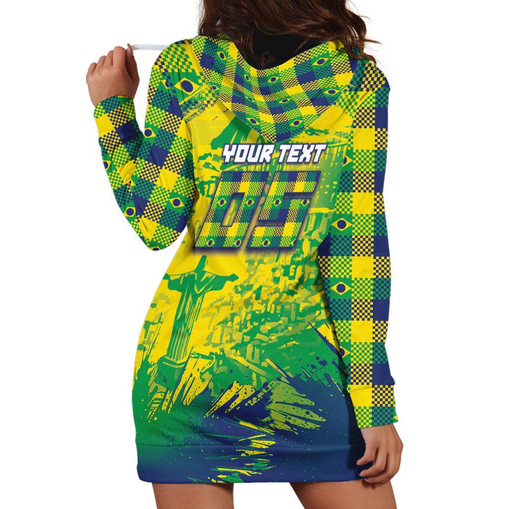 Custom Brazil Football Hoodie Dress Rumo Ao Hexa Grunge Style