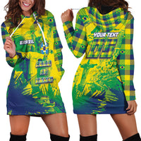 Custom Brazil Football Hoodie Dress Rumo Ao Hexa Grunge Style
