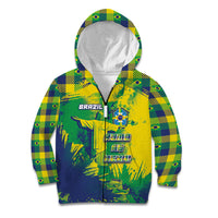 Custom Brazil Football Kid Hoodie Rumo Ao Hexa Grunge Style